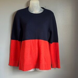 Sail to Sable orange and navy blue wool sweater sz MED